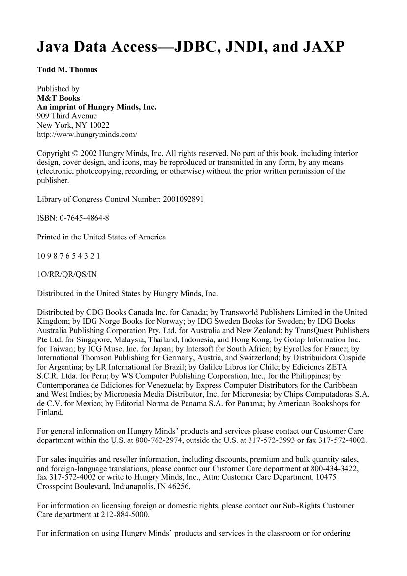 [Ebook]O'Reilly - Java Data Access JDBC, JNDI, and JAXP-电子书-第2页