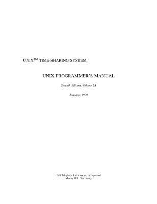 (ebook - pdf) UNIX Programmer's Manual