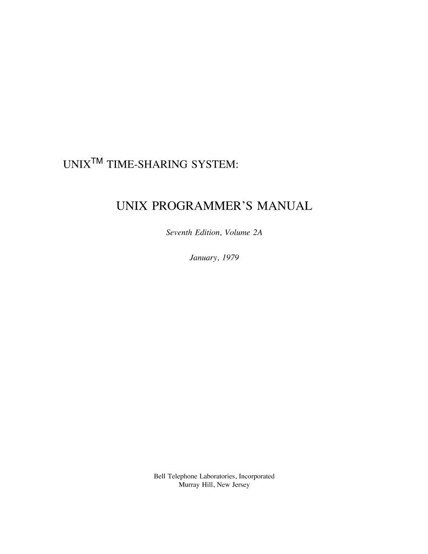 (ebook - pdf) UNIX Programmer's Manual-电子书-第1页