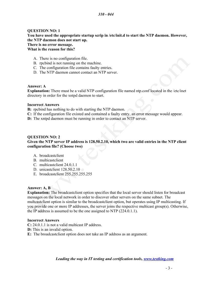 Test King - Sun 310-044 Sun Certified Network Administrator For Solaris 9 (4.0)-电子书-第3页