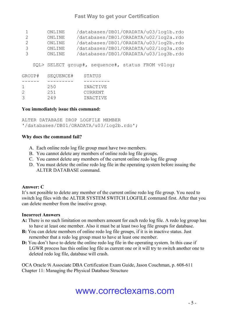 CorrectExams Oracle 1Z0-031 Exam Study Guide v1-2003-电子书-第5页