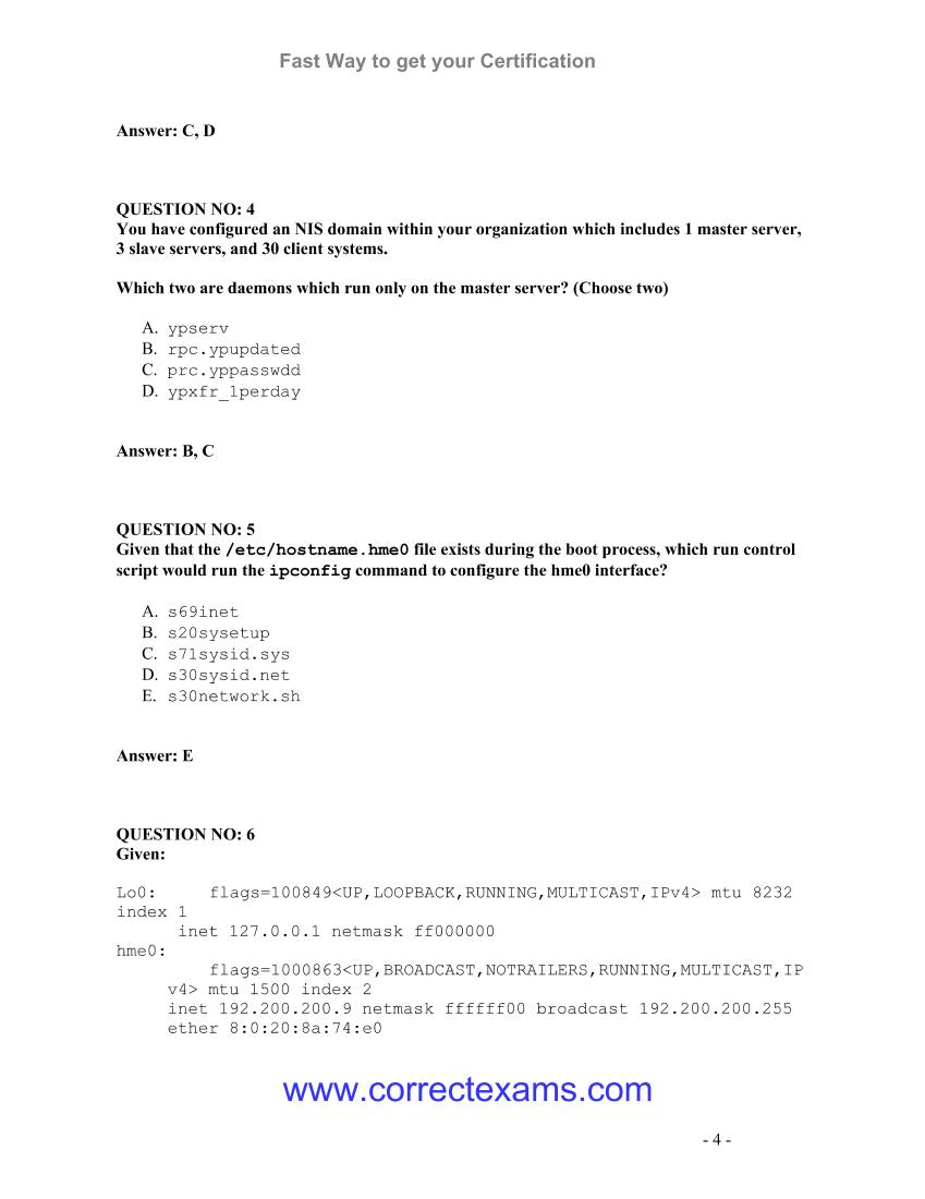 Sun SCSA 310-015 Solaris 9 Admin II Exam Q&A v6.0 CorrectExams-电子书-第4页