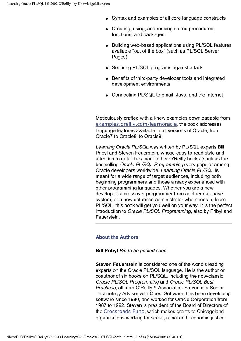 Learning Oracle PL-SQL [O'Reilly, 524s, 2001r]-电子书-第2页