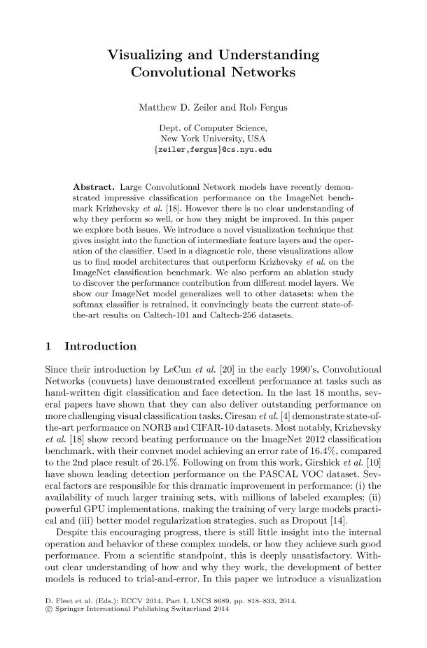 Zeiler 和 Fergus - 2014 - Visualizing and Understanding Convolutional Networ-电子书-第1页