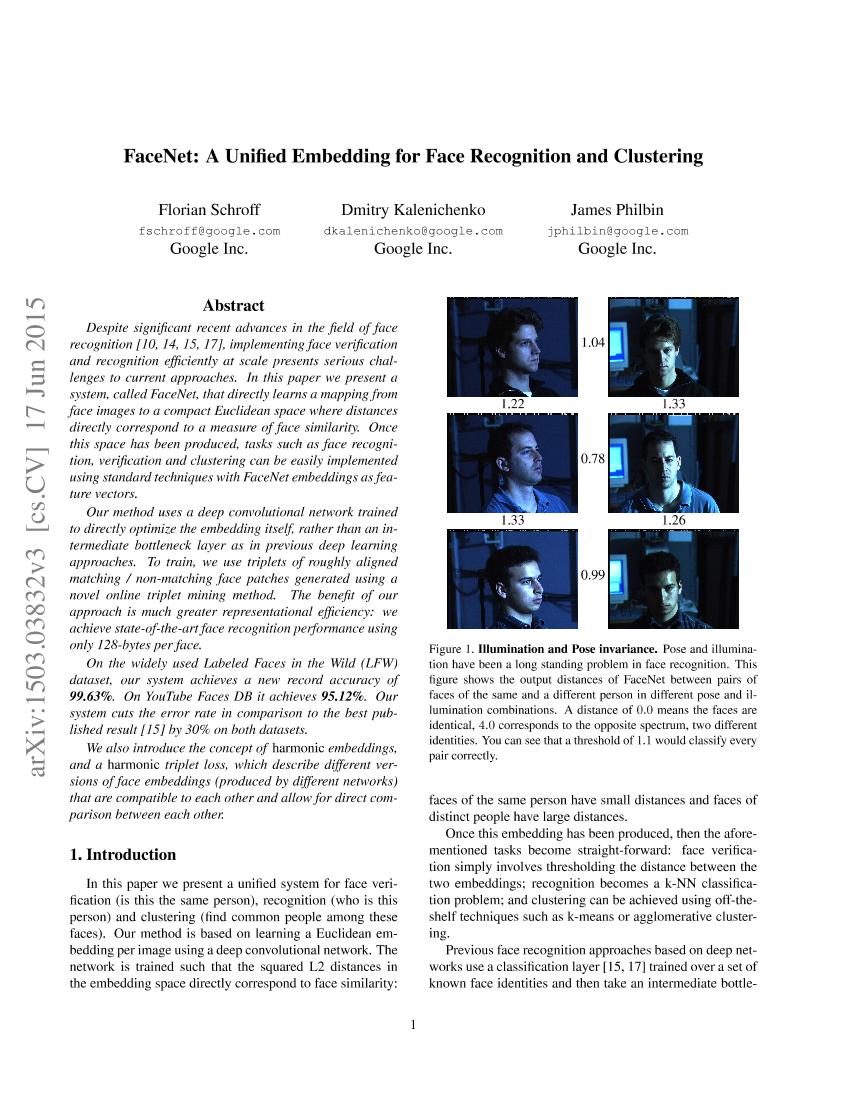 Schroff 等。 - 2015 - FaceNet A Unified Embedding for Face Recognition -电子书-第1页