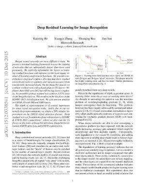 He 等。 - 2015 - Deep Residual Learning for Image Recognition