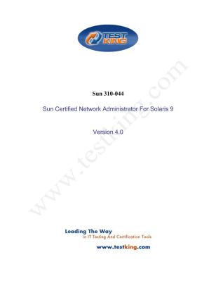 Test King - Sun 310-044 Sun Certified Network Administrator For Solaris 9 (4.0)