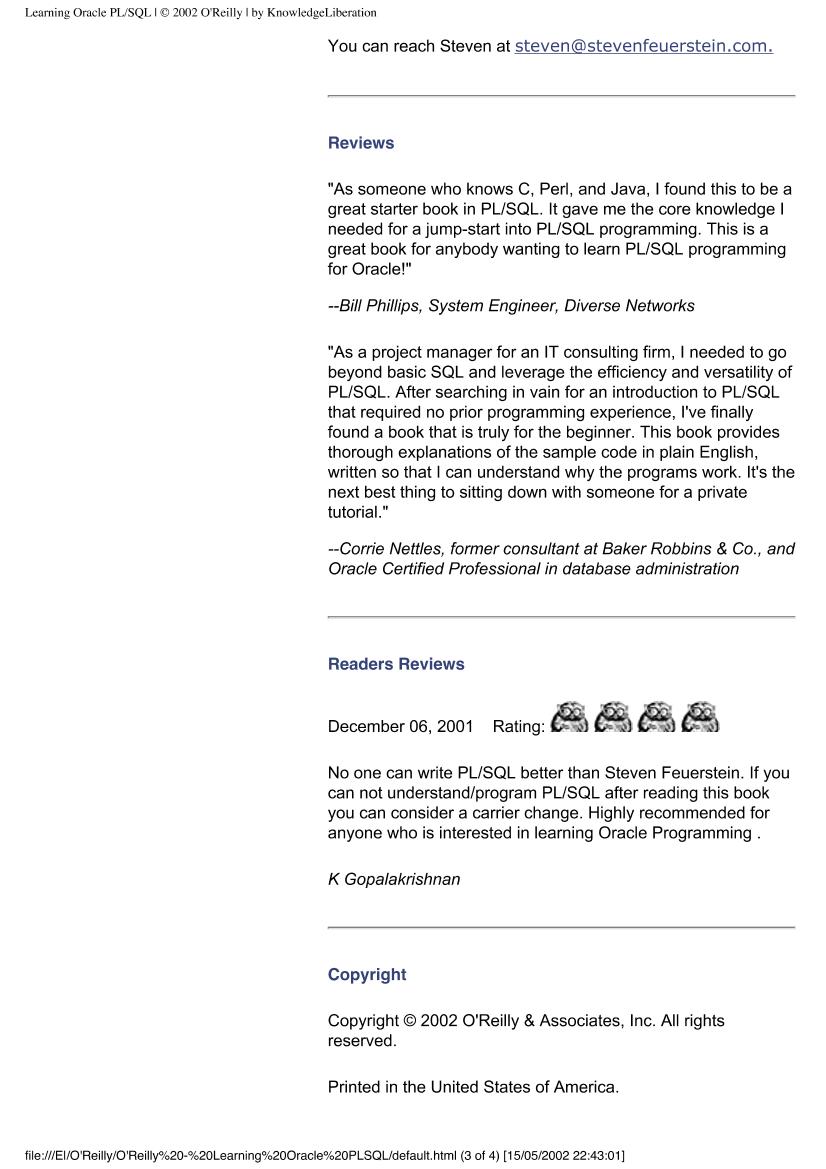 Learning Oracle PL-SQL [O'Reilly, 524s, 2001r]-电子书-第3页