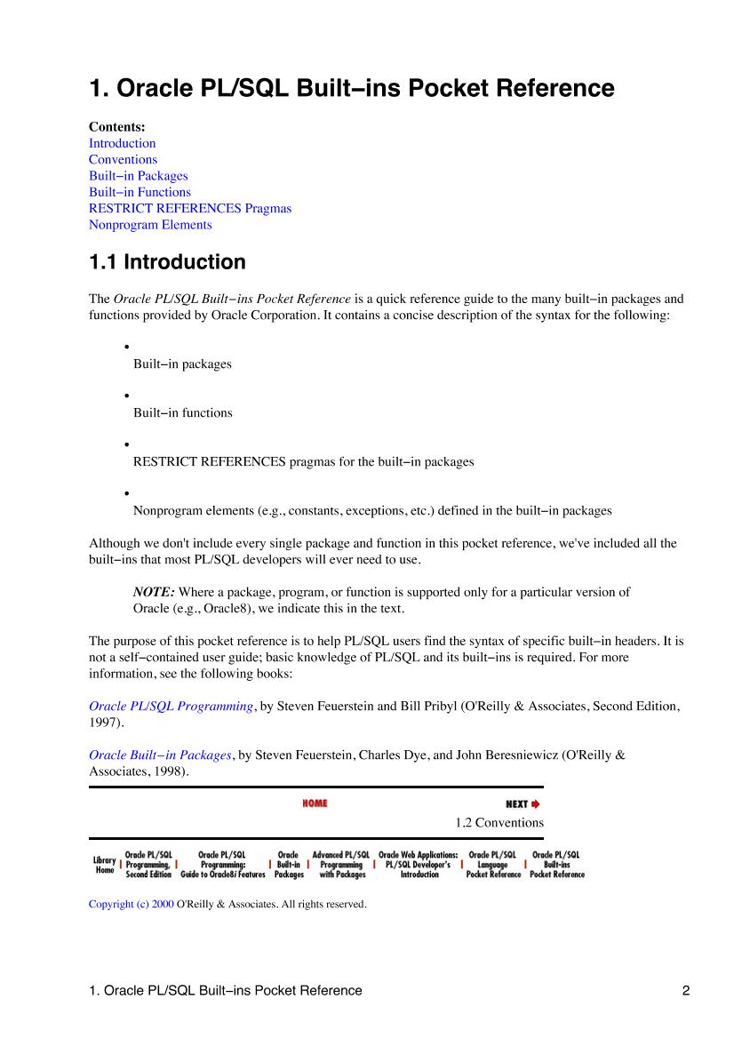 O'Reilly - Oracle PL-SQL Built-ins Pocket Reference-电子书-第5页