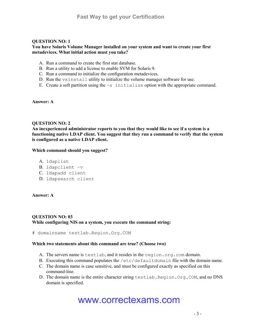 Sun SCSA 310-015 Solaris 9 Admin II Exam Q&A v6.0 CorrectExams-电子书-第3页