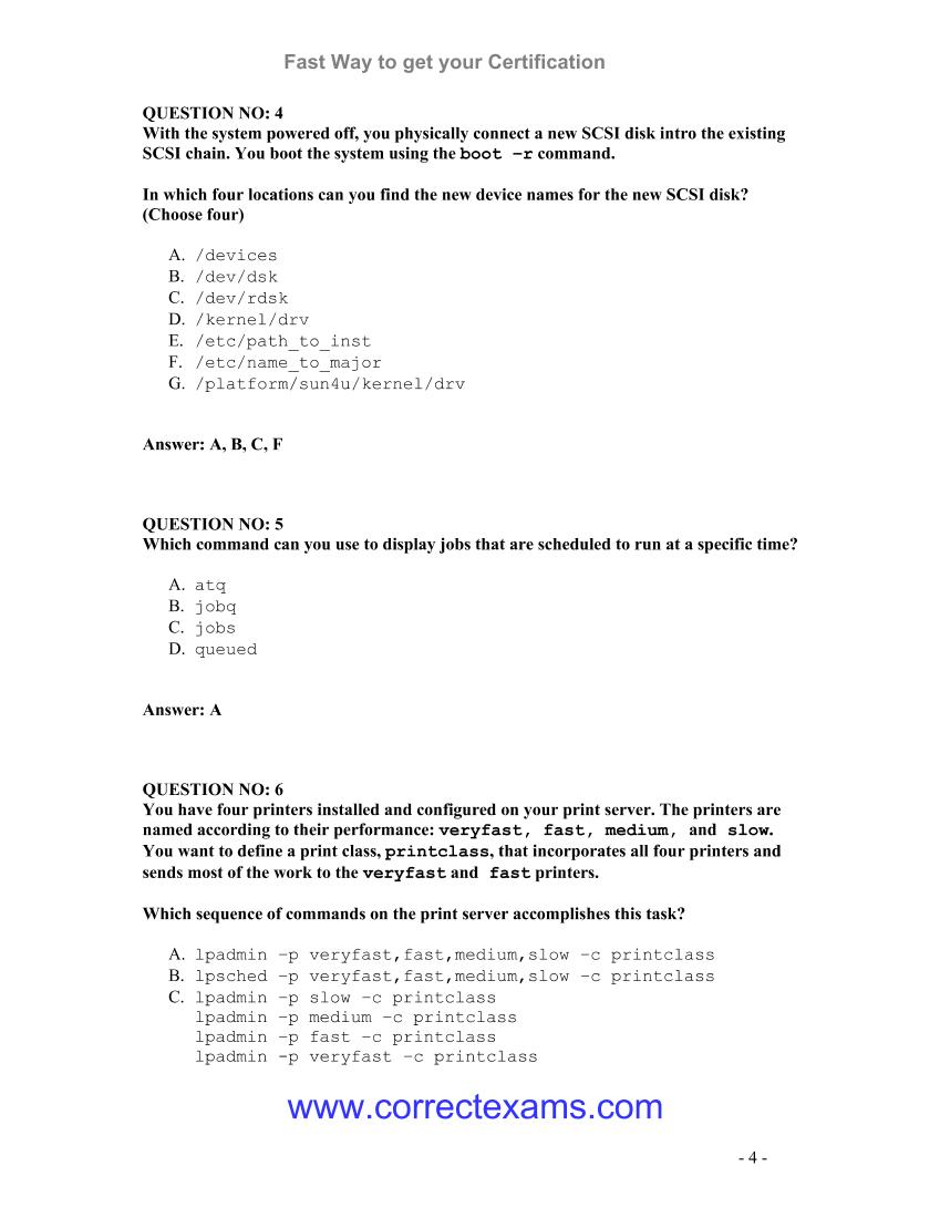 Sun SCSA 310-014 Solaris 9 Admin I Exam Q&A v6.0 CorrectExams-电子书-第4页