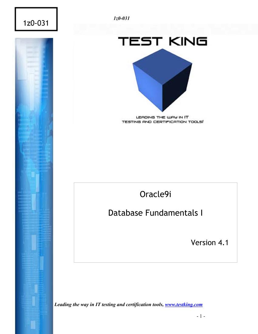 Test King Oracle 1Z0-031 (4.1)-电子书-第1页