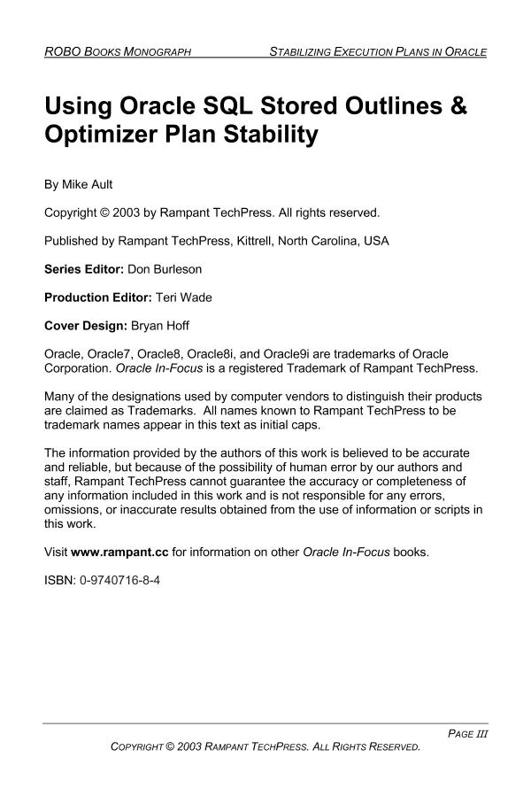 Rampant.TechPress.Using.Oracle.SQL.Stored.Outlines.and.Optimizer.Plan.Stability.eBook-DDU-电子书-第5页