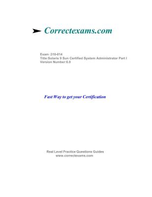 Sun SCSA 310-014 Solaris 9 Admin I Exam Q&A v6.0 CorrectExams