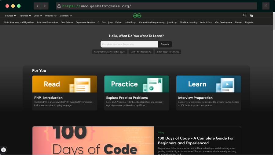 GeeksforGeeks官网