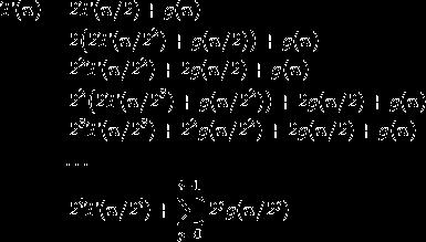\begin{align*}T(n)&=2T(n/2)+g(n)\\&=2\bigl(2T(n/2^2)+g(n/2)\bigr)+g(n)\\&=2^2T(n/2^2)+2g(n/2)+g(n)\\&=2^2\bigl(2T(n/2^3)+g(n/2^2)\bigr)+2g(n/2)+g(n)\\&=2^3T(n/2^3)+2^2g(n/2^2)+2g(n/2)+g(n)\\&\quad\dots\\&=2^iT(n/2^i)+\sum^{i-1}_{j=0}2^jg(n/2^j)\\\end{align*}