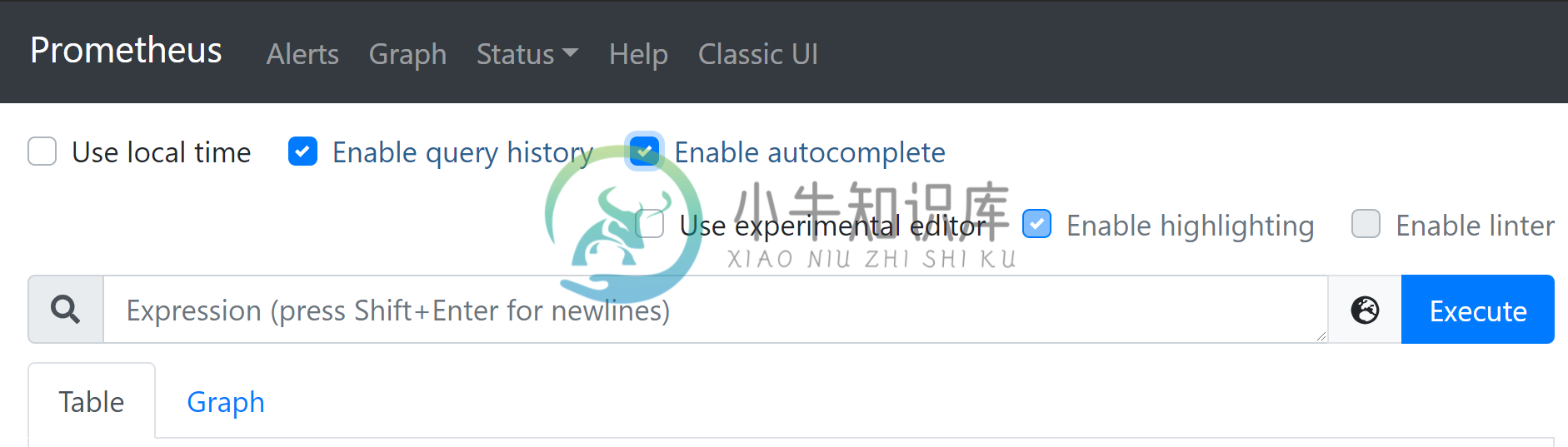 Prometheus expression bar