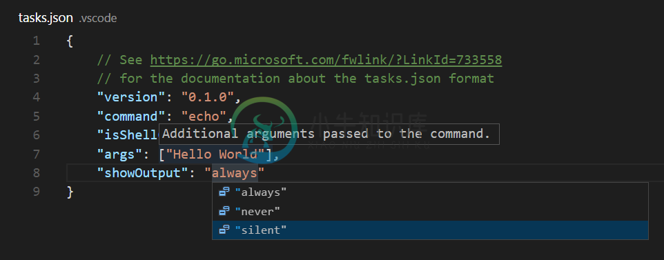 tasks IntelliSense