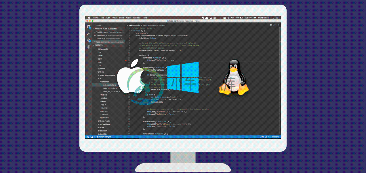 Visual Studio Code runs on Max OS X, Linux and Windows