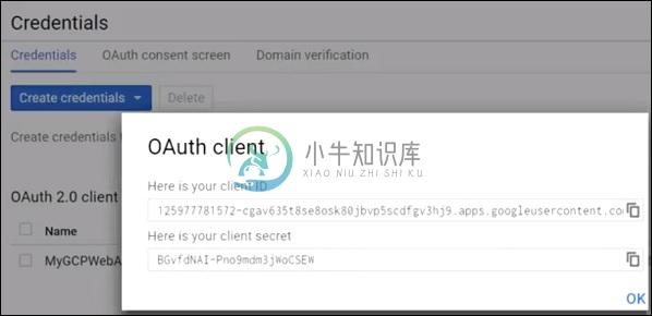 已创建OAuth2客户端ID