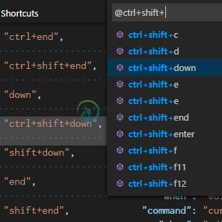 Key bindings quick outline