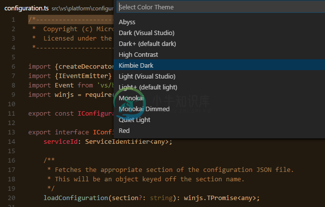 Themes in the Command Palette