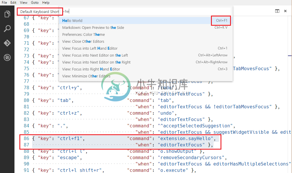 keybindings extension point example