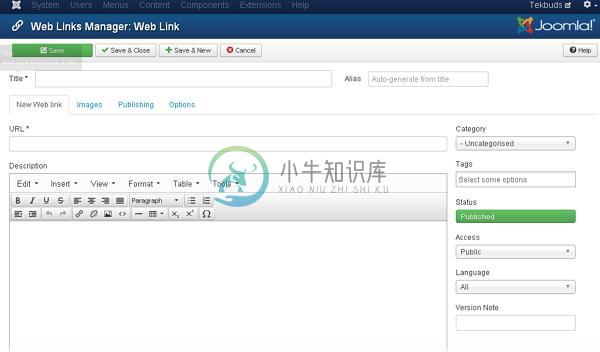 Joomla添加Weblinks