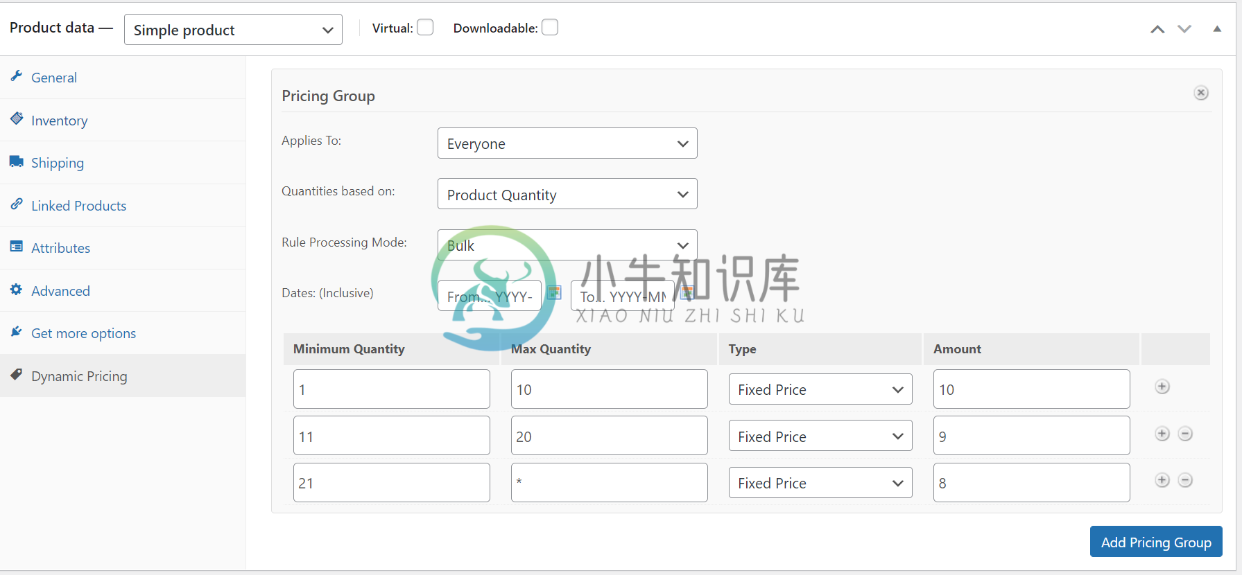 WooCommerce Dynamic Pricing动态价格表