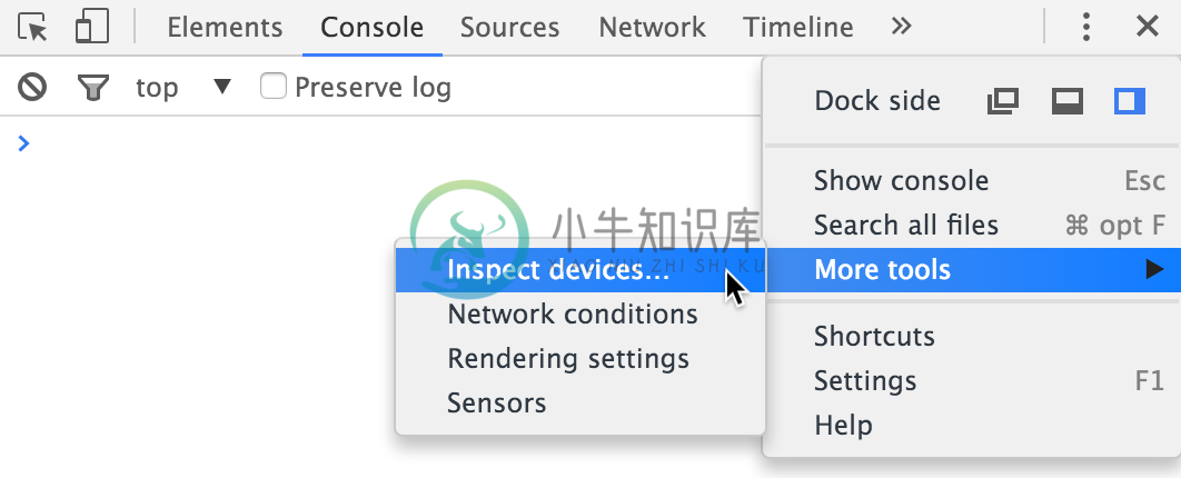 opening the inspect devices dialog