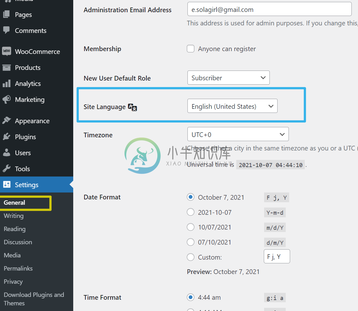 WooCommerce安装中文语言包 - 切换站点语言