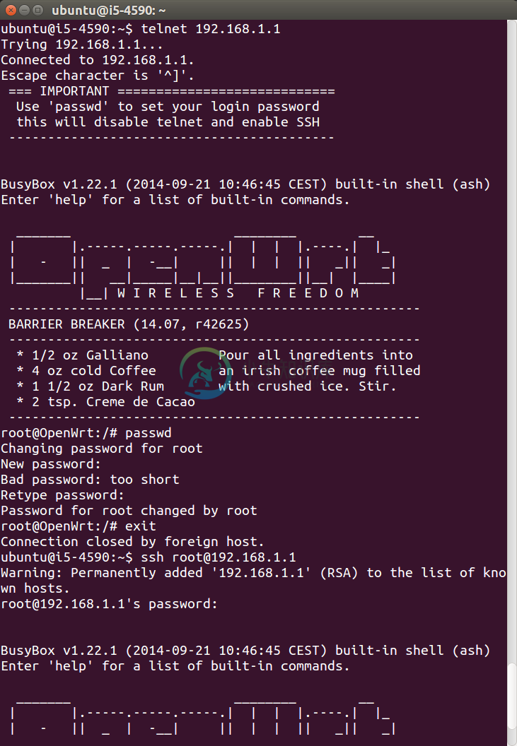 openwrt telnet