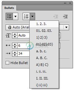 使用 Adobe Muse 创建编号列表或有序列表。