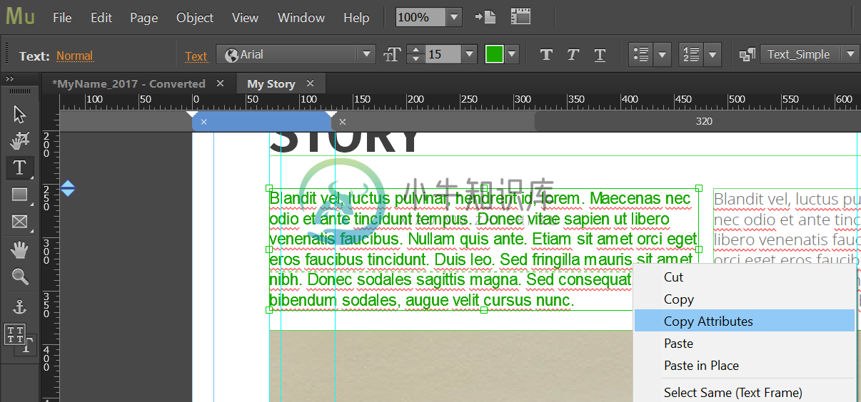 在 Adobe Muse 中复制字符或段落样式