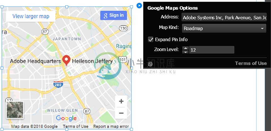 配置“Google 地图”构件