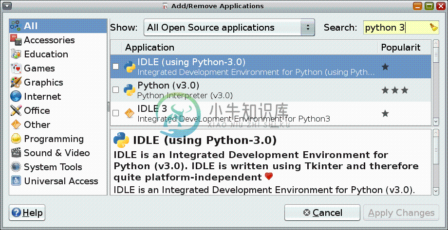 [增加／删除：搜索 Python 3]