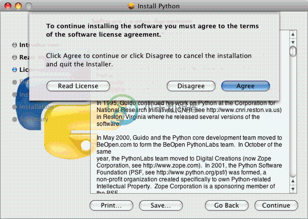 [Python 安装程序：接受许可协议对话框]