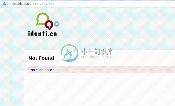 screenshot showing deleted message on Identi.ca