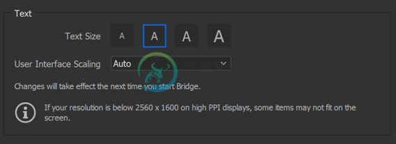 Bridge“首选项”中的“用户界面缩放”选项