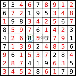 ...and its solution numbers marked in red