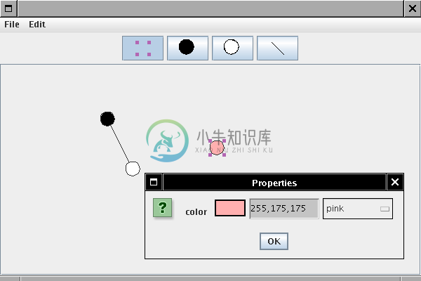图 22.5：使用默认的 JavaBeans 颜色编辑器来编辑圆圈节点的颜色