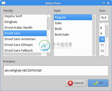 font dialog