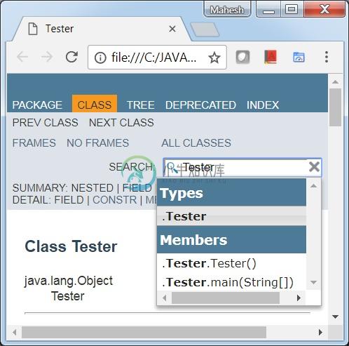 java 9中的javadoc输出