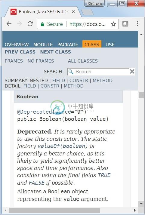 Boolean类javadoc