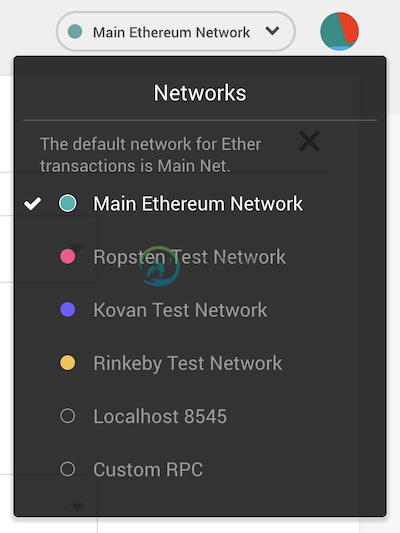 MetaMask 网络菜单