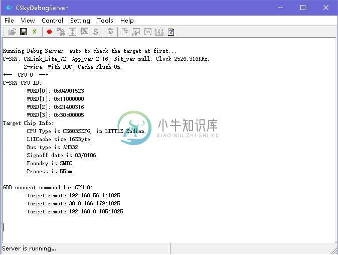 @debug server 连接成功