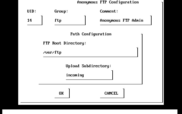 默认的匿名 FTP 配置