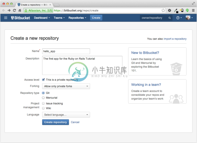 create first repository bitbucket