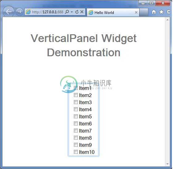 GWT VerticalPanel小部件