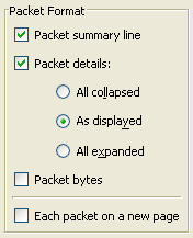 "Packet Format"选项卡